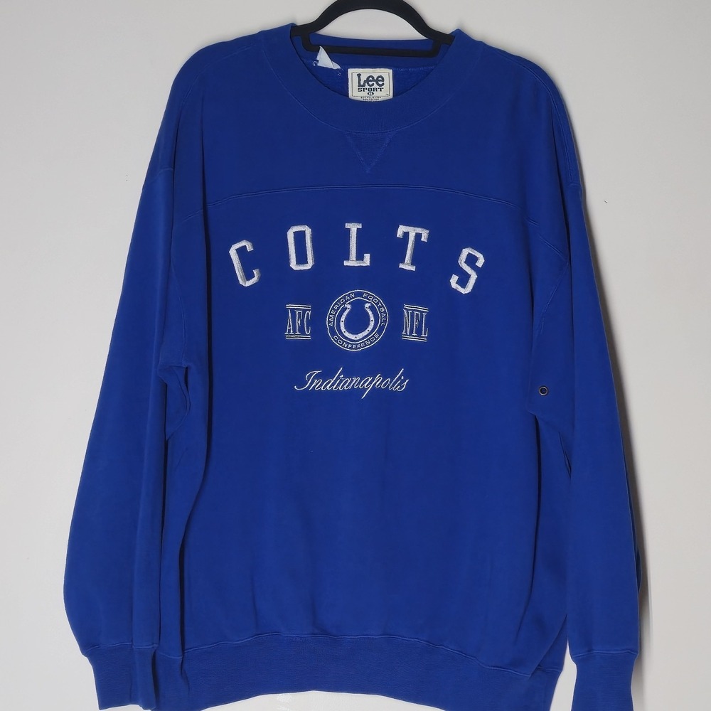 Vintage Indianapolis Colts Crewneck Sweatshirt Adult XL Blue Lee Sport 90s